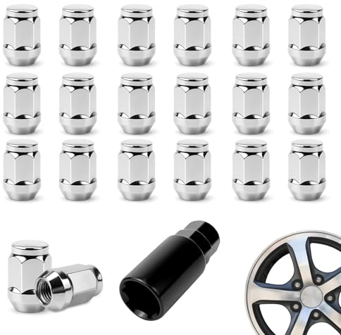 20 Stück Radmuttern, Radmuttern M12x1,5, Auto 19x35mm Radmutterkappen, Auto Zubehör, Kompatibel mit Ford, Toyota, Hyundai, Kia, Mazda, Honda, BYD - Silber