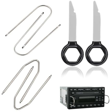 LQUYTA 6 Pezzi Set Smontaggio Autoradio, Strumento di Rimozione Autoradio in Acciaio Inossidabile, Smontaggio Autoradio Stereo Estrattore Chiave di Smontare Autoradio Compatibili