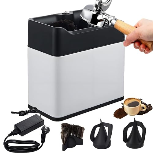 WhFKLca Pulitore Elettrico per Macinini di caffè, Raschietto Elettrico per Portafiltri da caffè per Manici da 58 Mm con 3 Opzioni di Montaggio, per Cucine, Bar, Ristoranti E Bar Silver