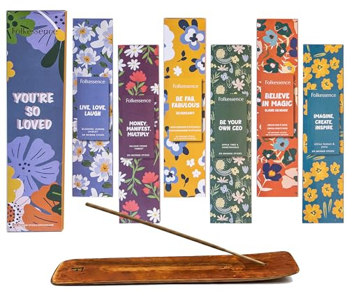 Folkulture Premium Fall Incense Sticks with Holder - Set of 6 (120 Sticks)