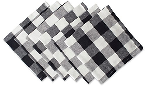 DII Buffalo Check Collection, Classic Farmhouse Cloth Napkin Set, 20x20, Black & White, 6 Piece