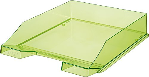 Han Klassik Briefablage A4/C4 stapelbar, stark, transparent rauchtopas farbig - 6er Pack, 12 Ablagen | transparent-grün, 1
