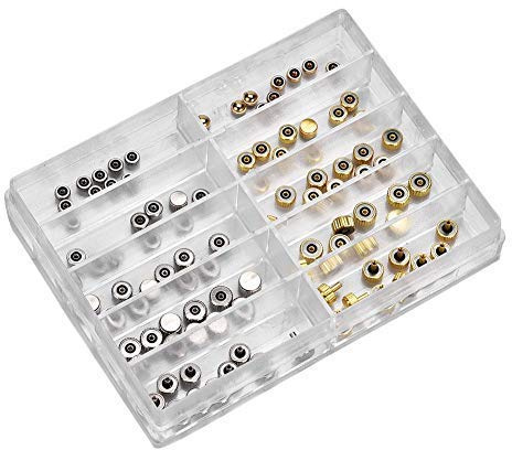Guarda corona pezzi di ricambio, 100 pezzi / scatola in acciaio inox assortiti orologio corona parti di ricambio accessori orologio riparazione kit di attrezzi