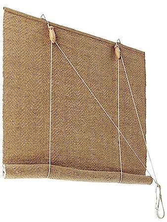 Loberon Rollo Paine, Höhe Individuell Einstellbar, mit Stufenlosem Seitenzug, Abdunkelnd, Einfache Montage, Sichtschutz, Fenstergardine, Jute, braun