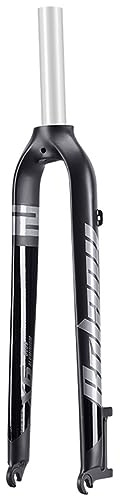 LHHL Fourche Rigide VTT 26/27.5/29 Pouce 1-1/8 Fourche Avant Vélo sans Filetage Tube Droit Fourche Vélo De Montagne QR 9X100mm Frein À Disque Alliage D'aluminium(Black-A,27.5)