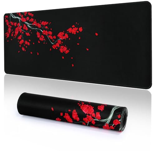 YUWLDD Large Gaming and Office Mouse Pad (31.5 x 11.8 x 0.12 inch) - Washable Japanese Mat with Anti-Slip Rubber Base
