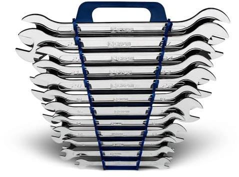 Capri Tools Juego de 12 llaves fijas superfinas con bandeja para llaves métricas de 6 a 28 mm