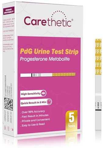 Carethetic PdG Test Strips - Progesterone Urine Test Kit - at-Home Ovulation Confirmation Test for Women - 5 Tests