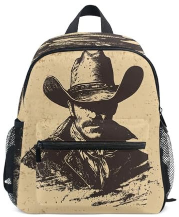 Rucksack für Kinder, Teenager, Jungen, niedlich, für Kindergarten, Schule, Büchertasche mit Brustgurt, Western-Cowboy-Sporen, Rinderfahrt, Western Cowboy Spurs Cattle Drive, Small