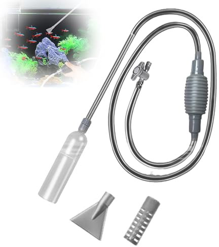 Aquarium Reiniger, Aquarium Wasserwechsler,Aquarium Sauger, Kiesreiniger für Aquarien, Siphon-Aquarienreiniger für Schnellen, Aquarium Wasserwechsel, Sandwaschung, Einstellbarem Wasserdurchfluss(Grau)