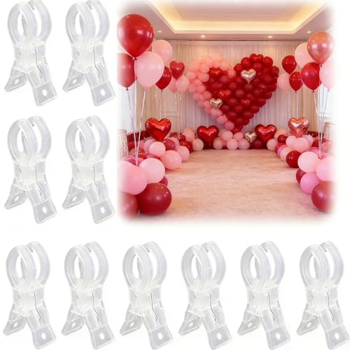 ANBOO Lot de 10 pinces à ressort en ABS transparent pour guirlande et toile de fond, pinces à ballons robustes pour arche d'anniversaire, mariage, pinces à linge multi-usage