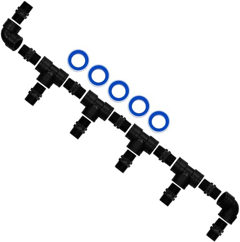 AERZETIX Kit de conexión de 6 vías 3/4 en plástico / 11 niples iguales / 4 racores en T / 2 codos 90° / 5 rollos de cinta PTFE 10 m