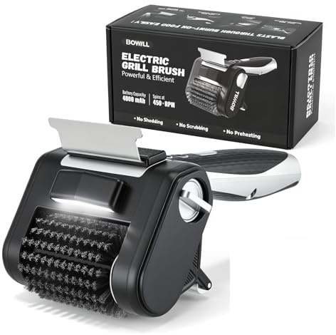 Brosse Électrique pour Barbecue, Brosse Nettoyage de Gril sans Fil 450 TR/Min avec LED, Rouleau en Acier Inoxydable 304, Batterie 4000 mAh 3-4 Heures, Accessoire Barbecue pour Tous Types de Grilles