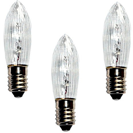 Topkerze Riffelkerze Spitzkerze 23 V / 3W | 3er Set | Ersatzlampe für 10er Schwibbogen/Lichterketten Weihnachtsbeleuchtung etc. | für innen
