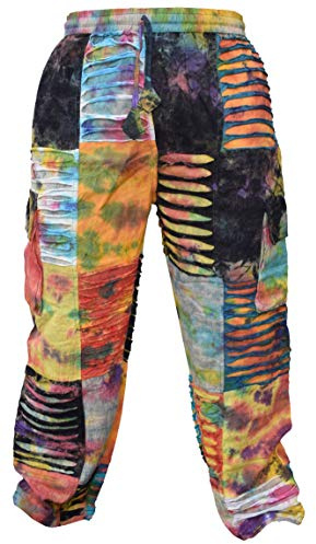 Gheri Herr batikfärgat lappverk razorcut hippie cargo loungebyxor