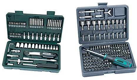 Brüder Mannesmann Werkzeuge M29165 65 piezas Juego de llaves de vaso 1/4 + 29896 Juego de puntas de destornillador, 122 piezas