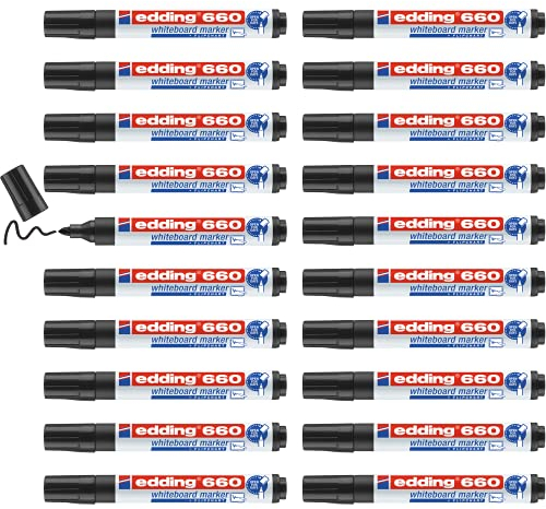 Edding 660 Whiteboardmarker - schwarz - 20 Whiteboard Stifte - Rundspitze 1,5-3 mm - Boardmarker abwischbar - für Whiteboard, Flipchart, Magnettafel, Memoboard - Sketchnotes - nachfüllbar