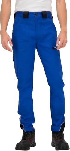 BWOLF ARES 100 % bomull arbetsbyxor män arbetsbyxor män, Kungsblå/svart, 3XL