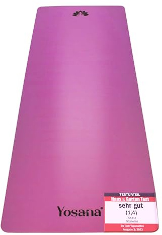 Yosana Yogamatte aus Naturkautschuk | extrem rutschfest | ULTRA GRIP Oberfläche aus ECO PU | extra breit 68cm | inklusive Tragegurt | Yoga matte 183x68cm | 4mm dünn
