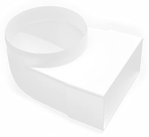 H&C VENT Ventilation 90 Degree Elbow Bend Connector │ Ducting Adaptor - Round to Flat Rectangular │ PVC Duct Pipe │ Square Exhaust Transition Adapter │ Tumble Dryer Extractor Fan Conditioner Air Con
