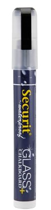 SECURIT - Kreidemarker - Dünne Spitze 2-6 mm | Schwarz - Für nicht-poröse Oberflächen (Schwarze Tafel, Glas, Metall, Spiegel...)