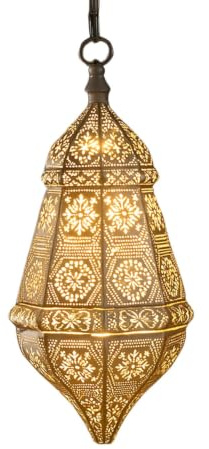 Orientalische Pendelleuchte Salma aus Metall in Weiß 40 cm Wohndeko