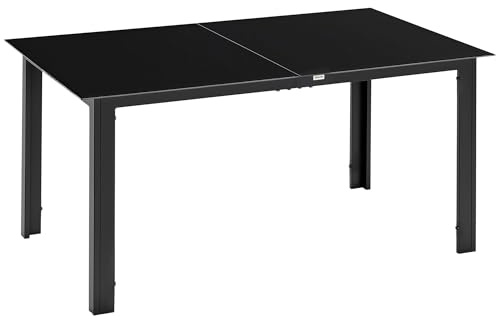 Outsunny Table de Jardin Carrée Extérieur 6 Pers150x90x74cm Noir