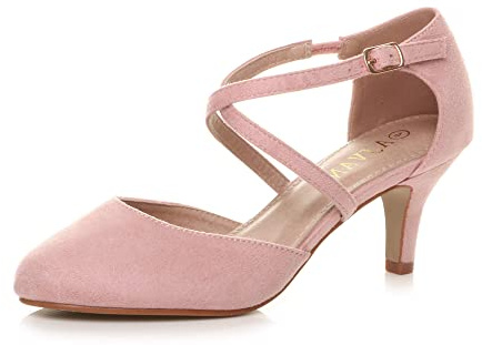 AJVANI mid high heel strappy crossover wedding sandals shoes size 6 39