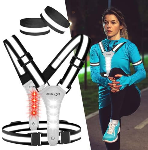 LuTuo LED Reflective Vest Running Gear, 360° High Visibility Running Vest with Adjustable Waist/Shoulder, USB-C Rechargeable Running Lights for Runners Night Jogging Running Dog Walking Cycling