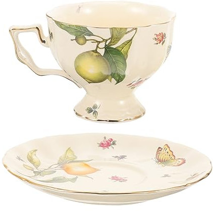 PRETYZOOM Set Di Tazze E Piattini Per Latte E Cappuccino Set Di 4 Eleganti Tazze Da Tè in Ceramica Per Bar