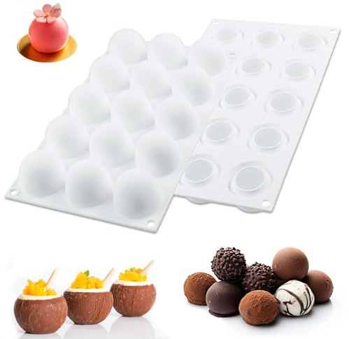 Honicemar 2 Stück Silikonform Kugel Silikon Kugelform Schokoladenformen Pralinenform Antihaft Flexible Silikon Form für Schokolade Kuchen Gelee und Mousse, Ideal für Back und DIY Projekte in der Küche