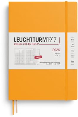 LEUCHTTURM1917 372786 månadsplanerare och anteckningsbok sammansättning (B5) 2026, 16 månader, softcover, Rising Sun, engelska