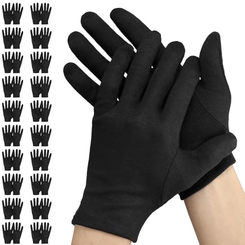 Einfa Baumwollhandschuhe Schwarz - Handschuhe Baumwolle 20 Paare (40 Stück) - S Klein 20cm Arbeitshandschuhe Damen - Cotton Gloves für Rezeptionisten - Pflegehandschuhe für Trockene Hände