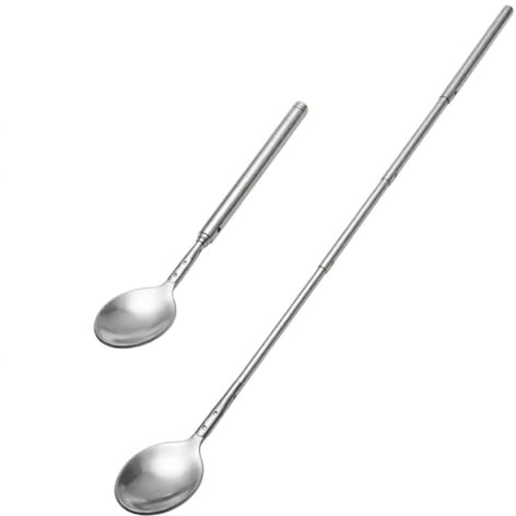 TSUOUKL 1 Unidad Cuchara Extensible, Cuchara Extensible Plegable, Cuchara Telescopica Extensible, Cucharas Telescópicas de Acero Inoxidable, para Tostar, Fruta, Postre y Salchichas Perritos, 20-60cm