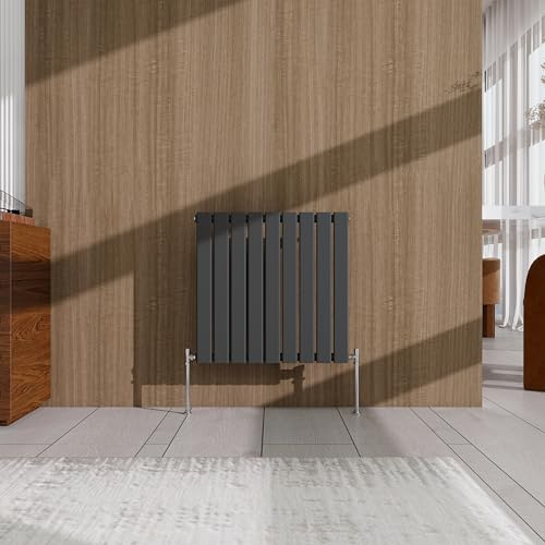 Anthracite Horizontal Designer Radiator – 600×612mm Single Panel Flat – Modern Central Heating Bathroom Radiator