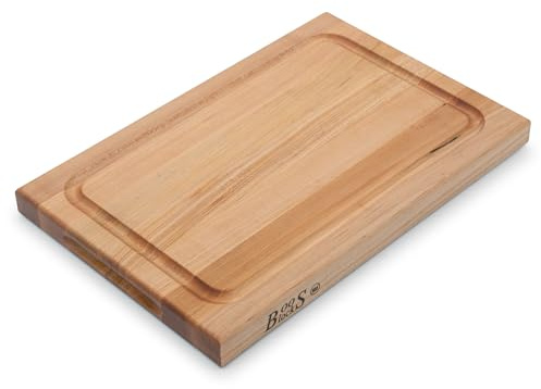 John Boos CB Series Rectangular Wooden Maple Cutting Board 24”x18” – 1.5” Thick, 18-lb Reversible Butcher Block with Juice Groove, Edge-Grain & Finger Grips – Made in the USA