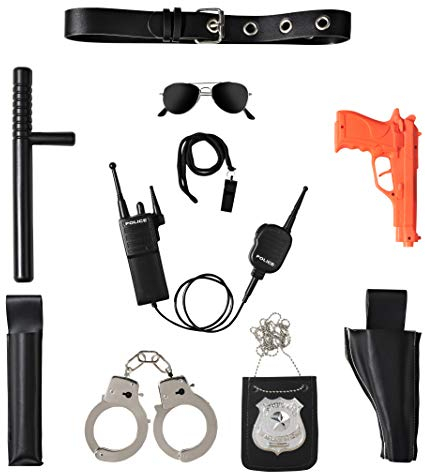 Dress Up America Ultimate Allt-I-Ett Polis Tillbehör Rollspel för Barn? Inkluderar Pistol, Handbojor, Polismärke och mer, Hållbar Plast konstruktion, Polisstyrka Halloween-Tillbehör för Barn
