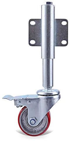 Casters Gefederte Laufrolle für Schiebetore,Gefederte Torlaufrolle mit Bremsen, einstellbare 6-cm-Hochleistungs-Lenkrollen - Doppellager - Rot - Tragkraft 100 kg