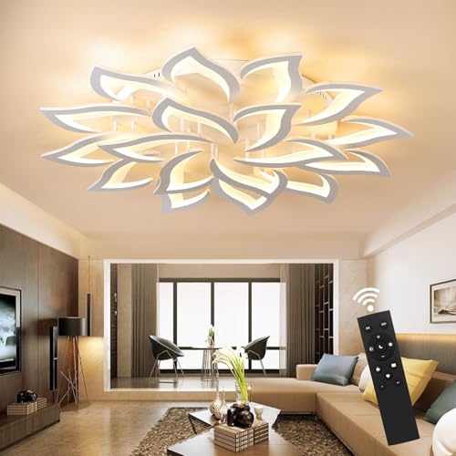 Plafoniera Led soffitto stile Moderno, Dimmerabile Lampadario Camera da letto con Telecomando, 108 W (120 * 11cm)