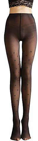 TOEECY Collant Fantasia Donna Curvy Falso Traslucido Foderati Calzamaglia Termici Leggings Invernali Collant Vita Alta Winter Tights Comodi Elasticizzati (Stampa Farfalla-85g)