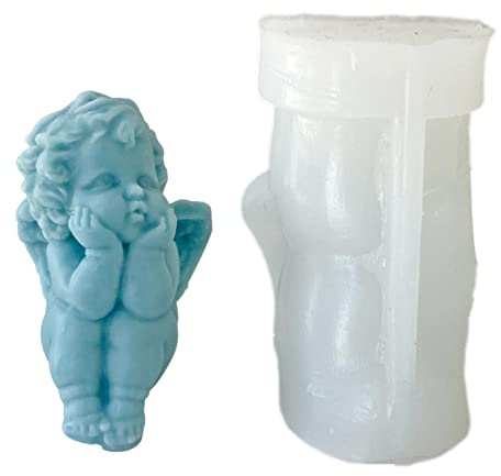 Pomurom Moule en silicone, ange cylindrique en bougie en silicone, moule à bougies, moules à la cire en silicone pour la fabrication bougies parfumées, savon à la main, résine époxy, moulage plâtre