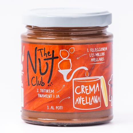 Crema de avellanas tostadas pura 225gr | The Nut Club | Sin azúcares ni cacahuete | Avellanas nacionales | 100% avellana tostada |Vegana, ni gluten, ni lácteos. 100% natural.