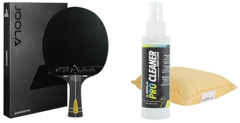 JOOLA Profi Tischtennisschläger Infinity Carbon ITTF genehmigter & Tischtennis Rengøringssæt Pro Cleaner Tischtennis Belag Reiniger und Reinigungsschwamm, durchsichtig, 125ml EU