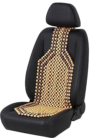 Générique Couvre-siège Auto en Billes de Bois Housse de Siège Confort Massage Coussin Boules Beige Coussin d'assise à Perles en Bois Nature pour Voiture Universel