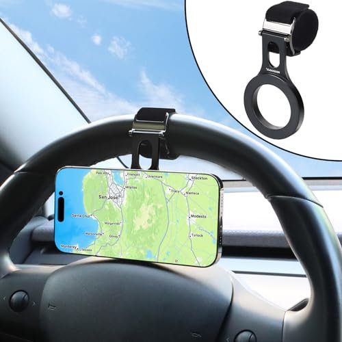 Soporte magnético para teléfono para coche, soporte de teléfono para volante [imán fuerte y aleación], soporte de teléfono para volante para soporte de coche MagSafe, funciona en todos los teléfonos,