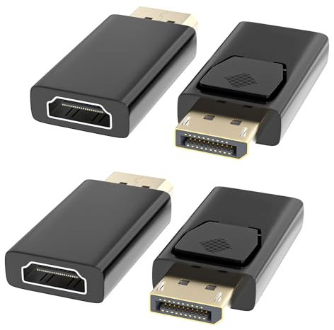 Lot de 4 adaptateurs DisplayPort vers HDMI, 1080p DP vers HDMI, HDMI vers Displayport, adaptateur Displayport vers HDMI, adaptateur Displayport vers HDMI, adaptateur DP vers HDMI pour Dell, Lenovo,