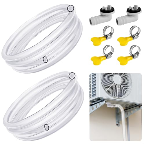 UNIFAMLIY 2Pack Portable Air Conditioner Drain Hose, 10Ft Universal AC Drain Hose Kit, Kink-Free Drain Hose for Air Conditioner with 3/5 Inch Connector and Clamp Window AC Mini-Split Unit Parts