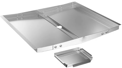 Qianly Bandeja de grasa para parrilla de 18 a 24 pulgadas, a prueba de fugas, bandeja de goteo de repuesto de acero inoxidable resistente al calor con ancho ajustable para césped, jardín, barbacoa