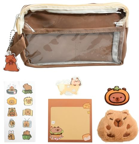 Husalsea FedermäPpchen, MäPpchen Zwei GroßE FäCher Und DREI Kleine FäCher, FedermäPpchen MäDchen Einseitig Transparent, Federmappe Fasst 90 Stifte, Fasst 20 cm Lineal