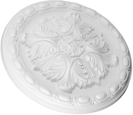 ULTECHNOVO Rosone per Soffitto Tradizionale in Poliuretano Bianco per Lampadari Integrazione Ventilatore, Decorazione Elegante per Soggiorno e Casa
